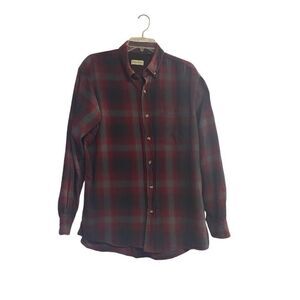 HOBBS CREEK Men’s Maroon Gray Flannel Long Sleeve Shirt Size Large SEE DESCRIPTI